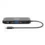 Docking station USB-C PORT hub 11-em-1 com HDMI 4K, VGA, Gigabit Ethernet, 100W PD, USB 3.1, SD/MicroSD, áudio - preto