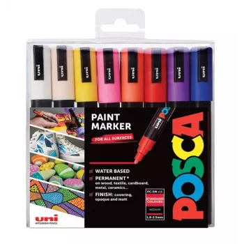 POSCA PC-5M Conjunto de marcadores com ponta redonda, várias cores, 16 unid.