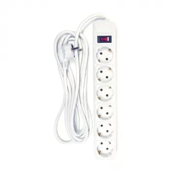 Régua de tomadas Power Plant 6 tomadas com interruptor, cabo de 3m, 16A, 3680W, branco