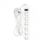 Régua de tomadas Power Plant 6 tomadas com interruptor, cabo de 3m, 16A, 3680W, branco