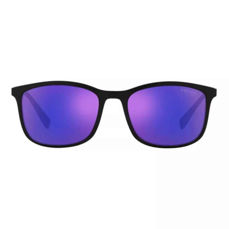 Óculos de sol de homem PRADA Linea Rossa PS01TS-16G05U, armação preta mate, lentes cinzentas espelhadas prateadas, 55/19/140 mm