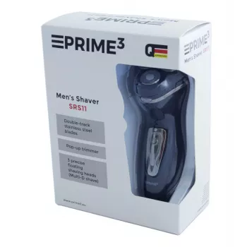 PRIME3 SRS11 máquina de barbear rotativa para homem com aparador pop-up, preto/prateado