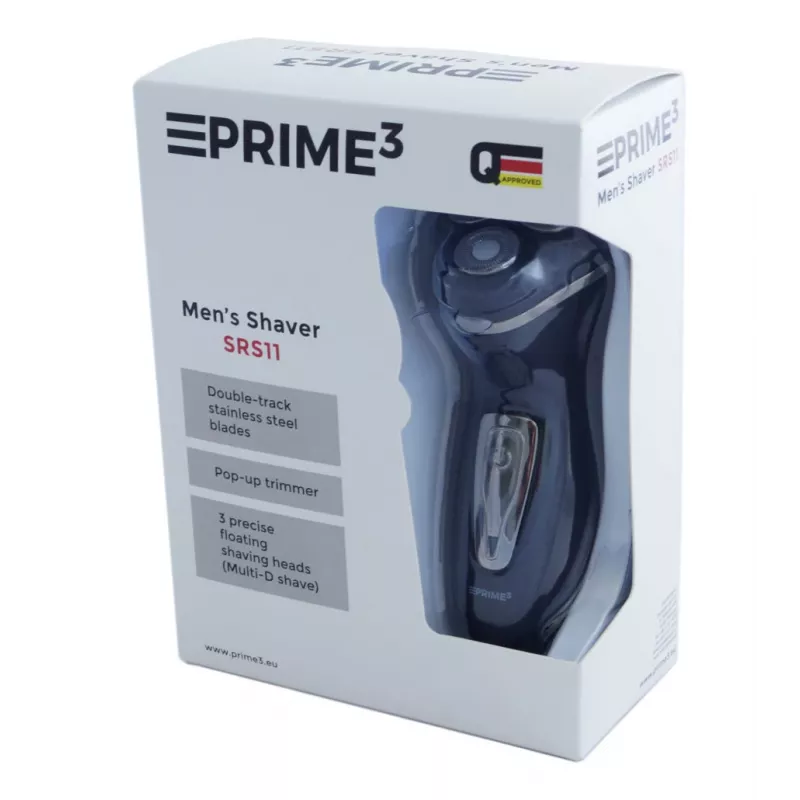PRIME3 SRS11 máquina de barbear rotativa para homem com aparador pop-up, preto/prateado
