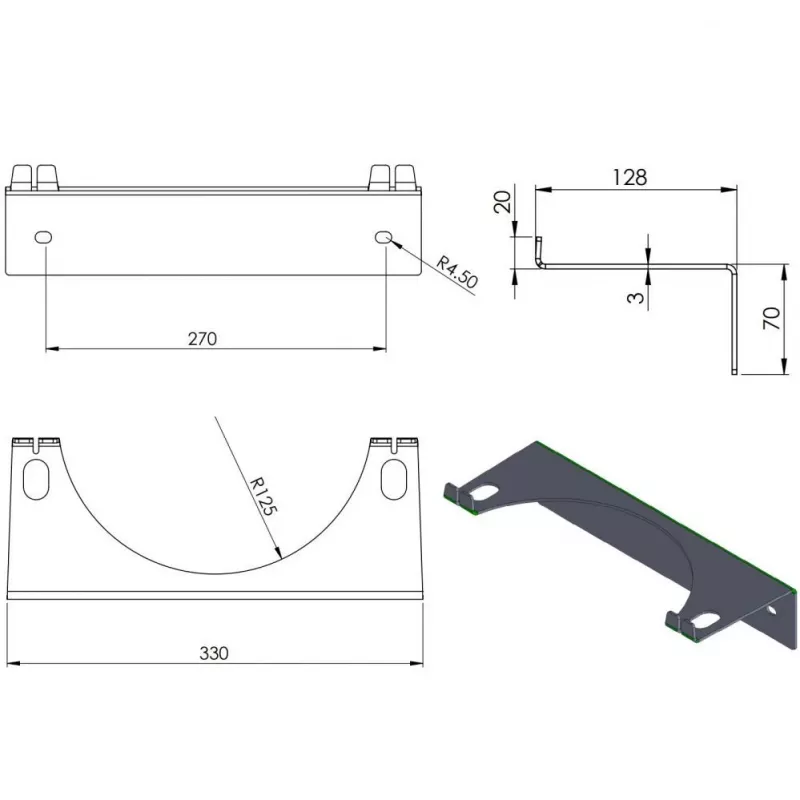 Suporte de parede Pro-Line para 1 garrafa de gás, diâmetro máx. 250 mm, azul industrial