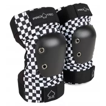 Cotoveleiras Pro-Tec Checker L - padrão xadrez preto/branco, tamanho L, proteção altamente eficaz para skate, patinagem, BMX e trotinete