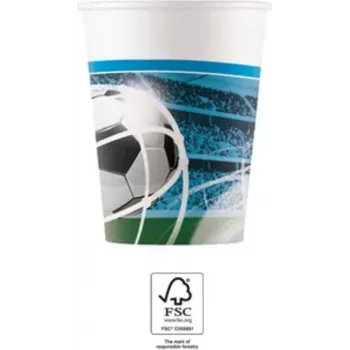 Copos de papel Procos Football Party 200 ml, pack de 8 (93746)