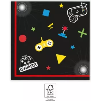 Guardanapos de papel 2 camadas PROCOS Gaming Party 20 unid. 33x33 cm multicolor (93772)