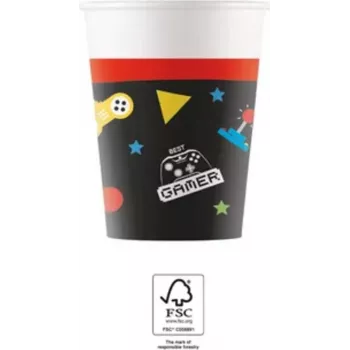 Copos de cartão Gaming Party Procos 200 ml, pack de 8 (93771)