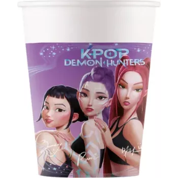 Copos de papel K-Pop Demon Hunters Procos 200 ml, pack de 8 | Copos de festa com design temático 98640