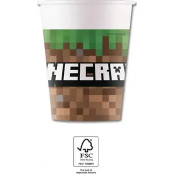 Copos de papel Minecraft Procos 250 ml, pack de 8, 95442