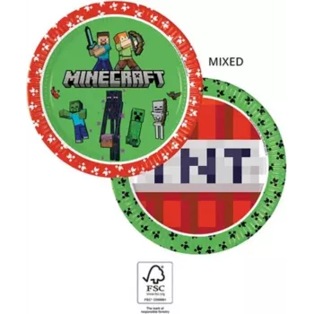 Procos Minecraft prato de papel 23 cm pack de 8 95441