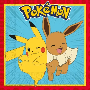 Procos Pokemon Guardanapos de papel 2 camadas pack de 20, 33 x 33 cm, multicoloridos 98393