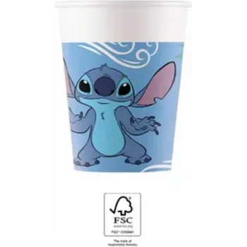 Copos de papel Stitch & Angel Procos 200ml, pack de 8 | Copos de festa Disney Lilo & Stitch 96795