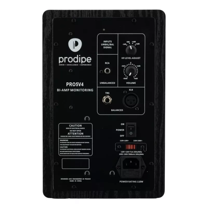 Monitor de estúdio ativo Prodipe Pro 5 V4 (unidade) - woofer de 5,25 polegadas, 75W bi-amplificado, XLR/TRS/RCA