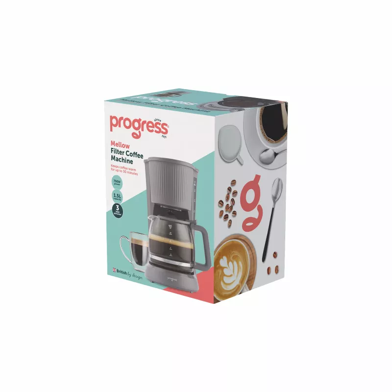 Progress EK6658PVDE Máquina de café de filtro Mellow - 1,25 l, 900 W, cinzento/prateado