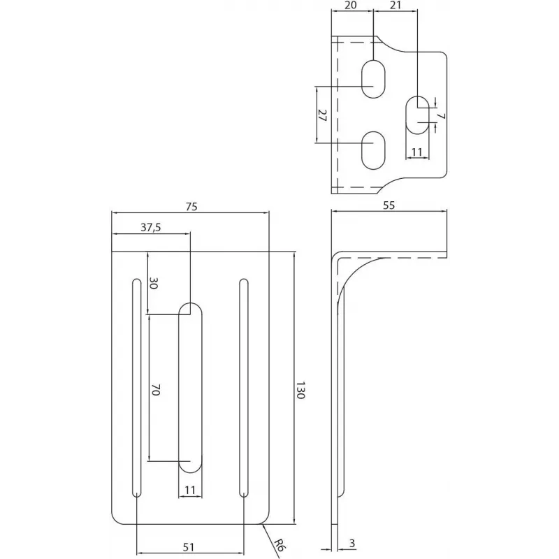 PSG 60.014.9005 Suporte para suporte Drive-On, preto profundo RAL 9005
