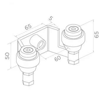 PSG 60.023.9005 suporte de guia superior para portões de correr, 60 mm, 2 rolos, preto RAL 9005