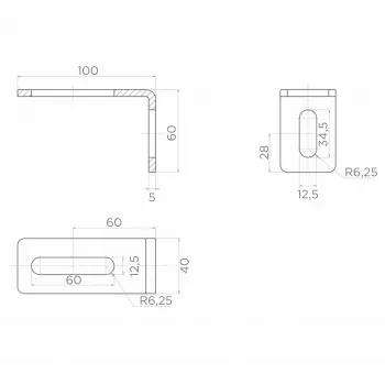 PSG 60.041.7016 suporte angular para rolos de guia 100x60mm cinzento antracite RAL7016