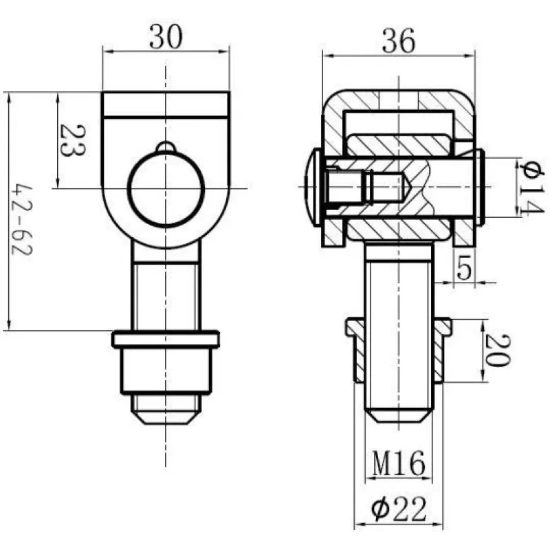 PSG 61.001.01 Olhal de soldadura M16 roscado zincado