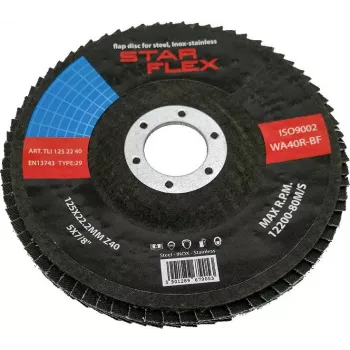 Disco de lixa de velcro PSG Star Flex T29 125-22 grão 40 INOX TLI1252240