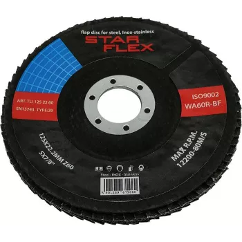 PSG Star Flex T29 Disco de lamelas 125 mm x 22,23 mm grão 60 INOX TLI1252260