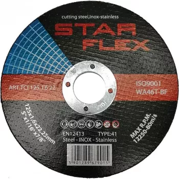 Disco de corte PSG Star Flex T41-125-1.6 WA46T-BF-INOX para inox 125 mm x 1,6 mm x 22,23 mm