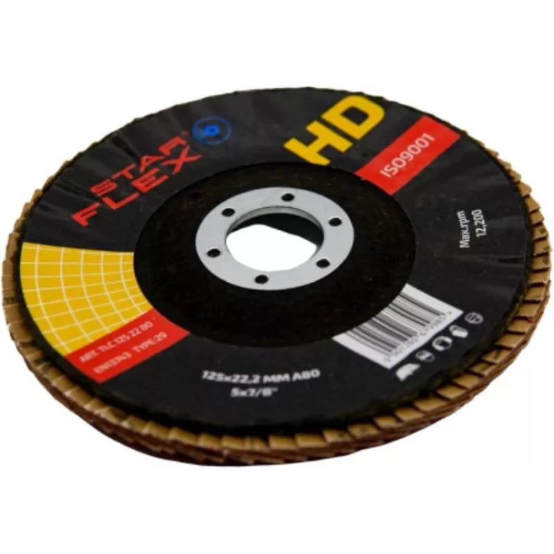 PSG Star Flex T29 SG INOX disco de lixa de lamelas cerâmico 125 mm, furo 22,23 mm, grão P60, cónico tipo 29, para aço inoxidável