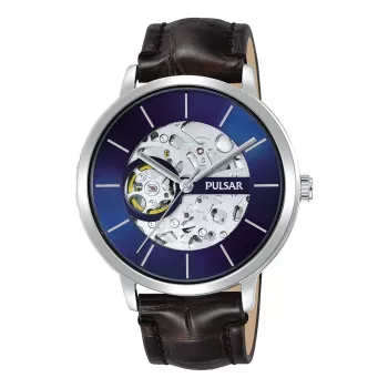 Relógio de quartzo Pulsar para homem P8A007X1 aço inoxidável mostrador azul 42mm