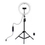 PULUZ Anel de Luz LED 26cm com Tripé até 1,1 m e Suporte para Telemóvel, Alimentado por USB