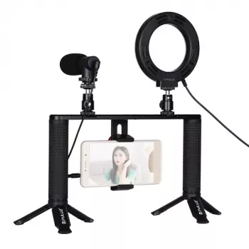 PULUZ Blogerio Kit com anel de luz LED, tripés, suporte para telefone e microfone