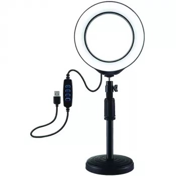 PULUZ Anel de luz LED 16cm com tripé 18-28cm USB
