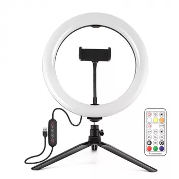 PULUZ Anel de luz LED 26cm com tripé 8,3cm USB