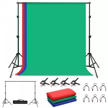 PULUZ Conjunto de fundo fotográfico e suporte 2x2m, RGB