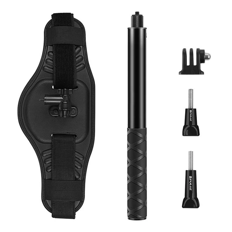 Pau de selfie com tripé fotográfico PULUZ para action cams (DJI Action, GoPro, Insta360)