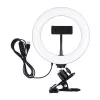 Ring light profissional PULUZ PKT3120B 20 cm para vlogging, live streaming e maquilhagem – 80 LEDs, 10W, 3000K-6500K, 10 níveis de regulação, com clipe para monitor e suporte para telemóvel – preto