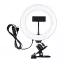 Ring light profissional PULUZ PKT3120B 20 cm para vlogging, live streaming e maquilhagem – 80 LEDs, 10W, 3000K-6500K, 10 níveis de regulação, com clipe para monitor e suporte para telemóvel – preto