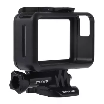 Puluz capa de proteção para DJI Osmo Action - estrutura PC preta com suporte para sapata fria, fecho de libertação rápida