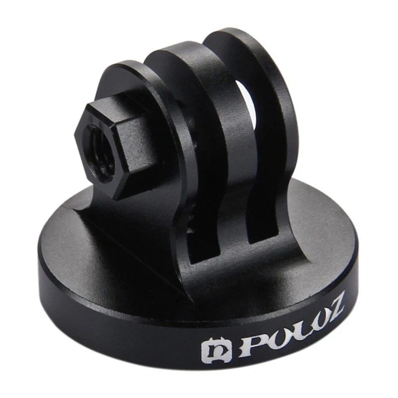 Adaptador de suporte para action camera PULUZ PU145B em liga de alumínio CNC com rosca de tripé de 1/4 polegada, preto