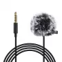 PULUZ PU424 Microfone lavalier 1,5 m 3,5 mm TRRS microfone de condensador omnidirecional de fixação para smartphones, câmaras DSLR, portáteis - preto