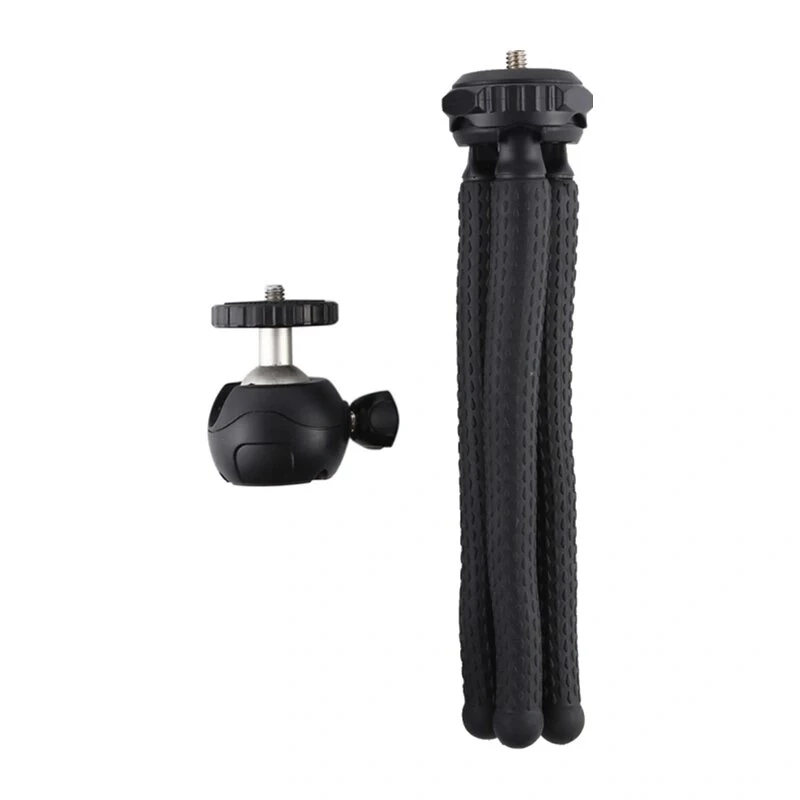 PULUZ PU435 Mini Tripé Octopus Tripé Flexível Dobrável com Cabeça Esférica 360° e Suporte para Telemóvel para Smartphones, Câmaras Compactas, Câmaras de Ação, Pequenas Câmaras sem Espelho, Carga Máx. 1,2 kg, Preto