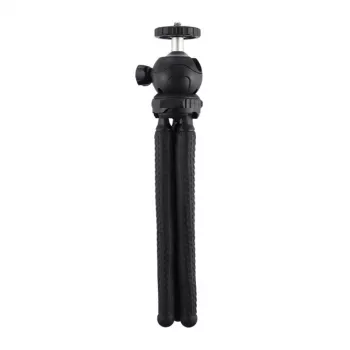 PULUZ PU435 Mini Tripé Octopus Tripé Flexível Dobrável com Cabeça Esférica 360° e Suporte para Telemóvel para Smartphones, Câmaras Compactas, Câmaras de Ação, Pequenas Câmaras sem Espelho, Carga Máx. 1,2 kg, Preto