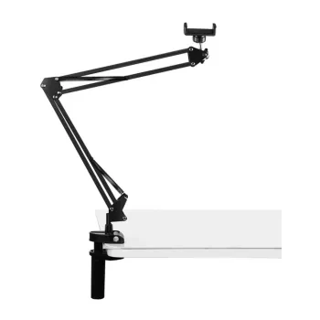 PULUZ PU650B Suporte de live streaming com suporte para telemóvel (preto) – Suporte de mesa com anel de luz LED de 16 cm