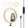 PULUZ PU656B anel de luz LED de 10 polegadas com suporte para telemóvel e tripé, 12W, 3000K-6500K, alimentado por USB, para transmissão em direto, TikTok, YouTube, maquilhagem, fotografia