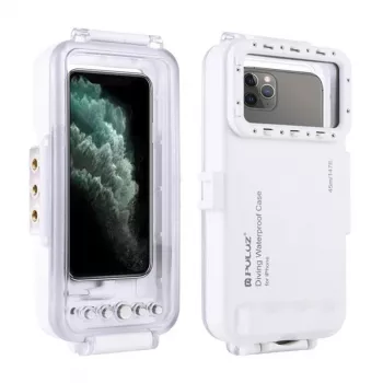 Capa à prova de água PULUZ PU9010W para iPhone – caixa subaquática 45m, branco