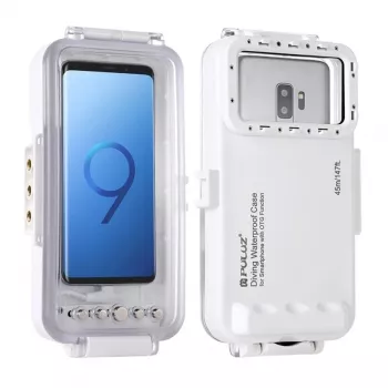 Capa à prova de água Puluz PU9100W (45m) para smartphones USB-C – fotografia e vídeo subaquáticos (branco)