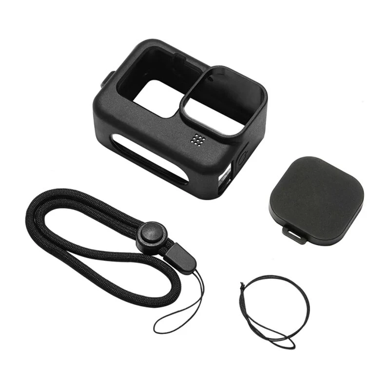 Capa de silicone PULUZ para GoPro HERO12, HERO11, HERO10, HERO9 Black com proteção de objetiva e alça (preto)