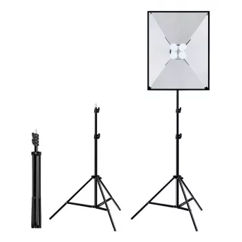 PULUZ Conjunto de estúdio Softbox 50x70cm, tripé, lâmpadas LED 4 unid. PU5071EU