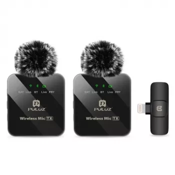 Microfone duplo digital sem fios PULUZ, Clip-on, Lightning