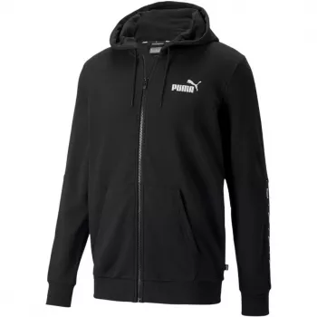 Hoodie com fecho completo PUMA ESS+ Tape TR preto 848768 01 casaco de fleece para homem com mangas com fita