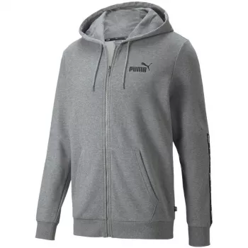 Sweatshirt com capuz com fecho integral PUMA ESS+ Tape TR homem cinzento-médio mesclado